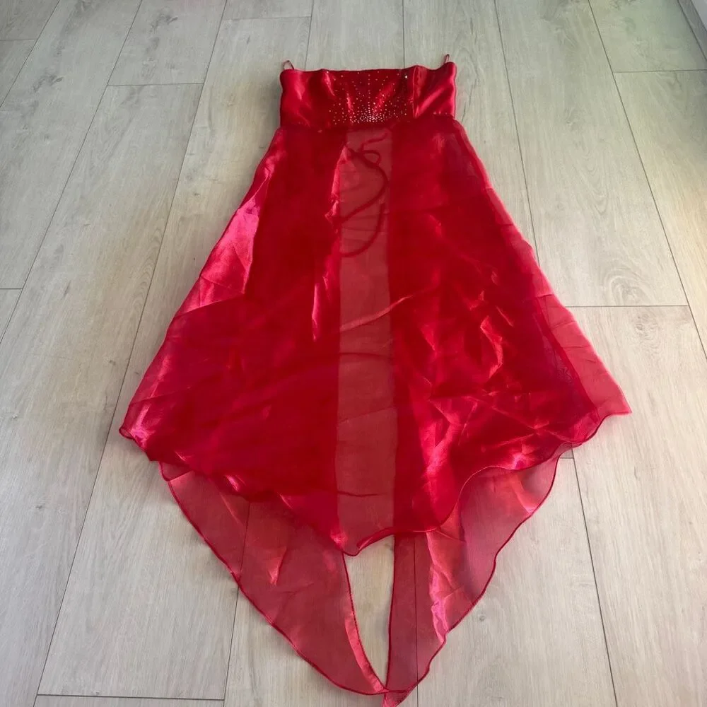 Jessica McClintock Gunne Sax Red Satin 2pc set Prom Formal Holiday Wedding size